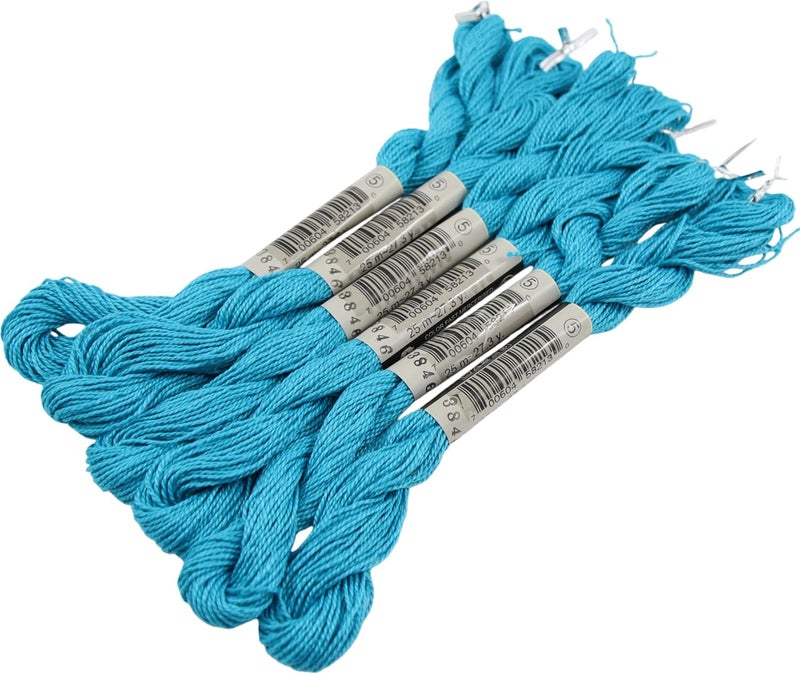 KCS 162 Yards(150 Meters) Mercerized Pearl Cotton Crochet Needlepoint Thread,Size 5,6 skeins,Bright Turquoise it，3846 - Image 4